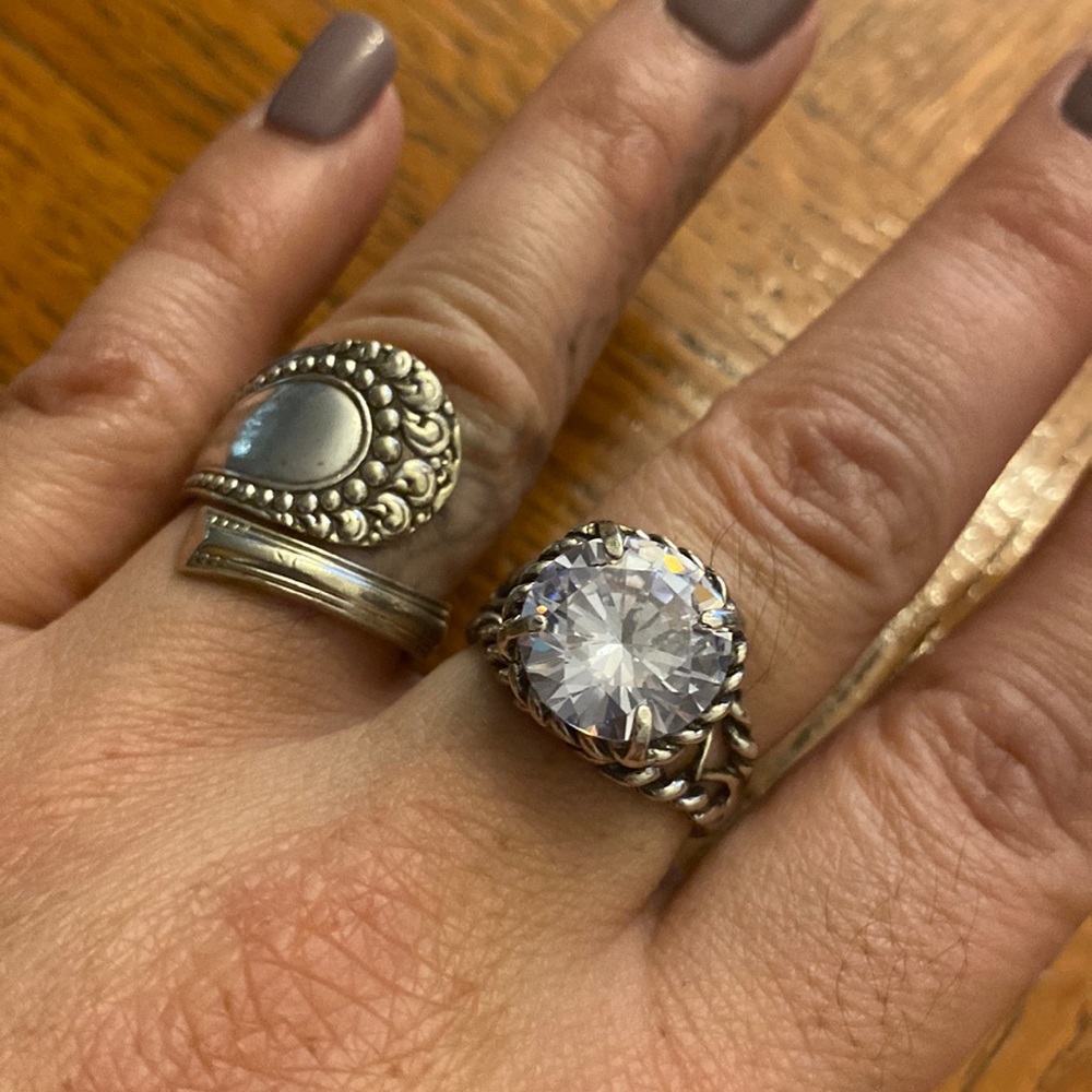Handmade Israel ring: Solid Sterling & CZ in basket setting